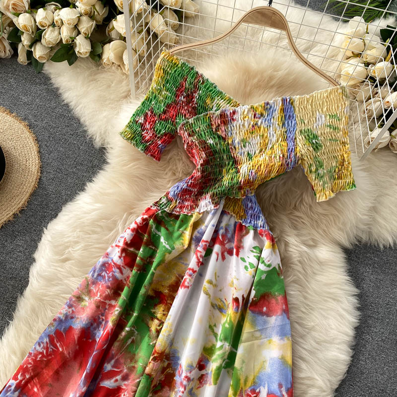 Stretchy Tie-dye Printed Maxi Dress