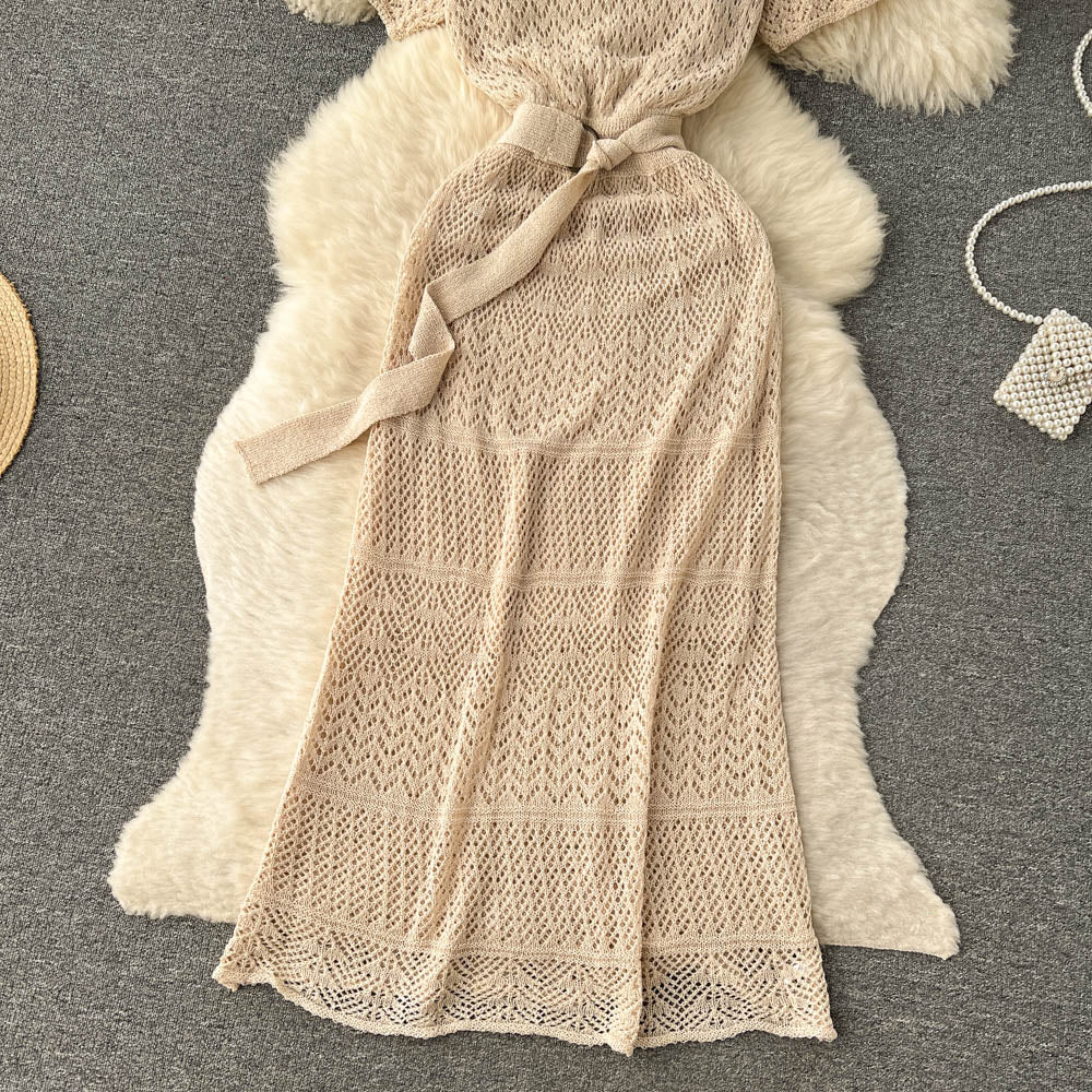 Mori Hollowed Fishtail Slim Dress