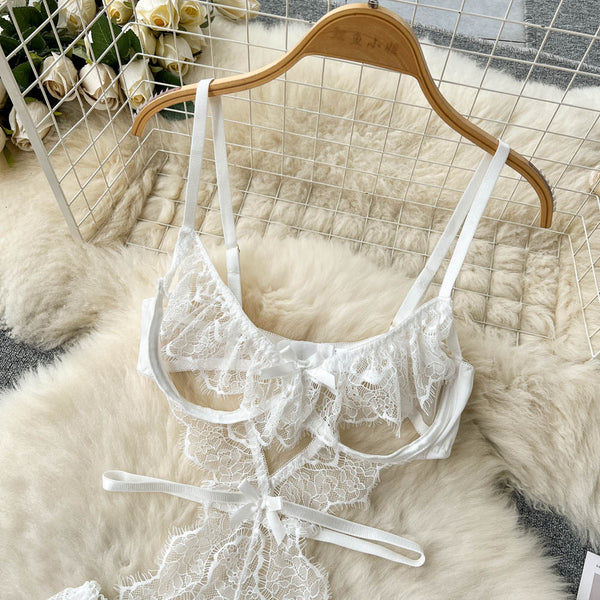 See-through Lace Cut-out Halter Dress
