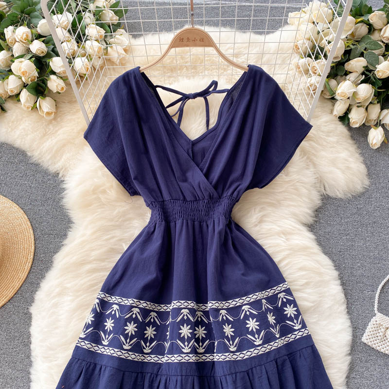 Ethnic Style Embroidered Tassel Dress
