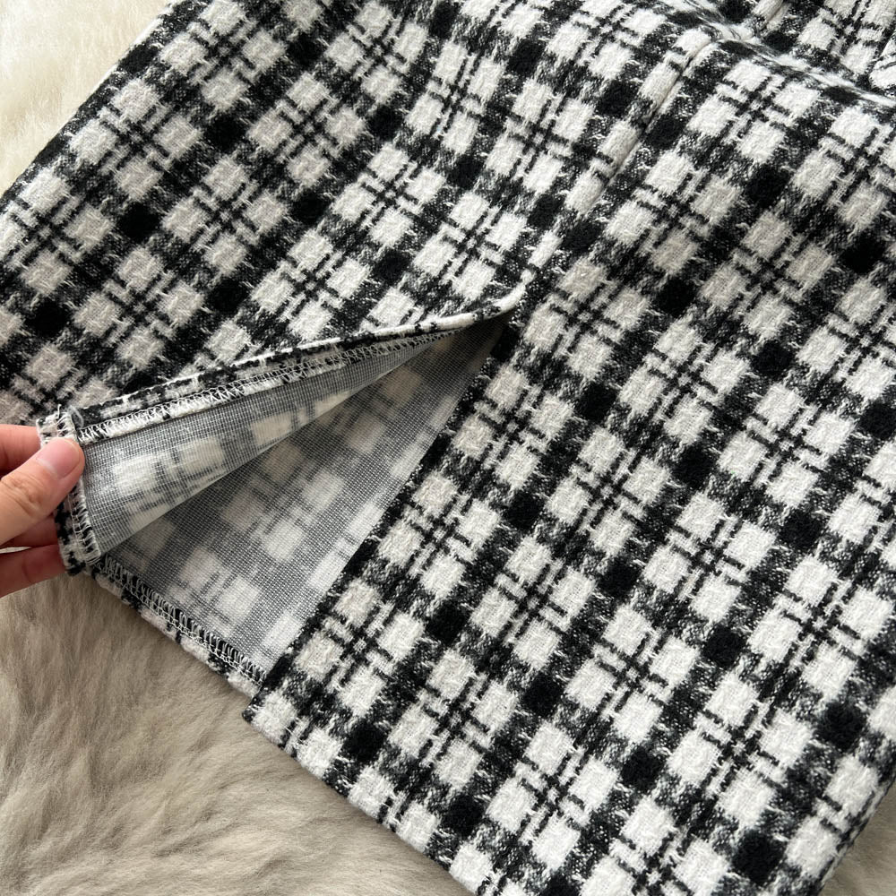 Bottom Sweater&Houndstooth Strappy Dress 2Pcs