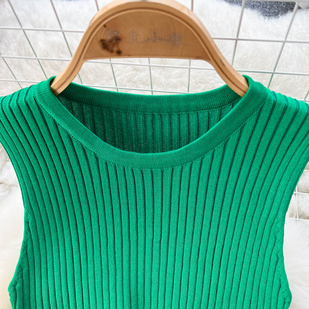 Solid Color Sleeveless Fishtail Knitted Dress