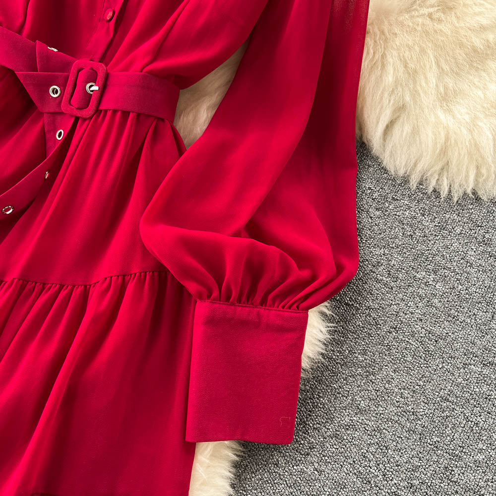 Vintage Single Breasted Chiffon Dress