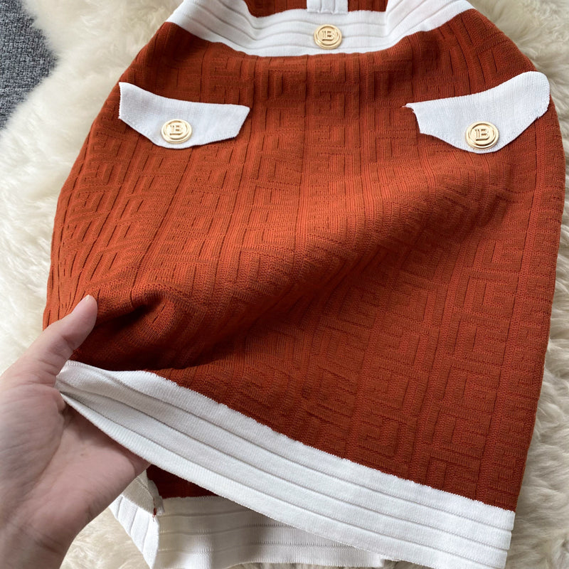 Knitted Cardigan&Slip Dress 2Pcs