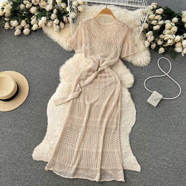 Mori Hollowed Fishtail Slim Dress