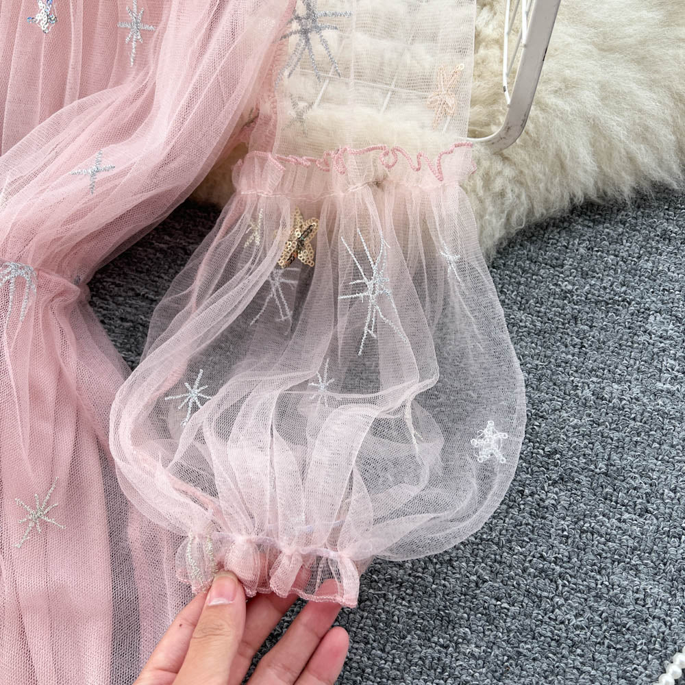 Fairy Mesh Puff Sleeve Dress