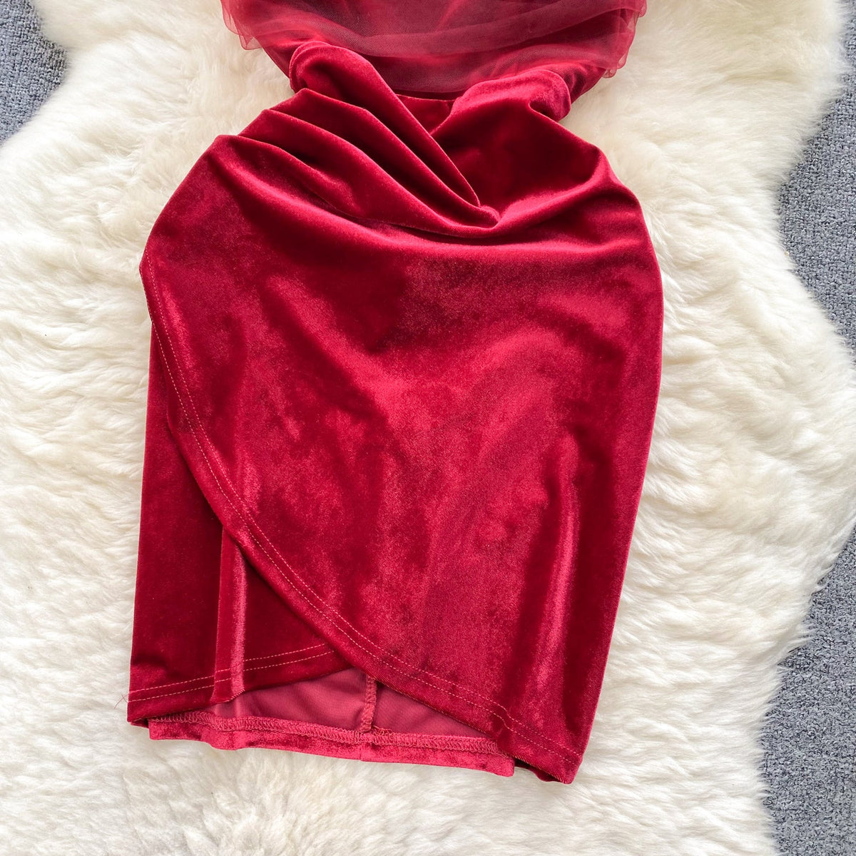 Mesh Patchwork Hip-wrapping Slip Dress