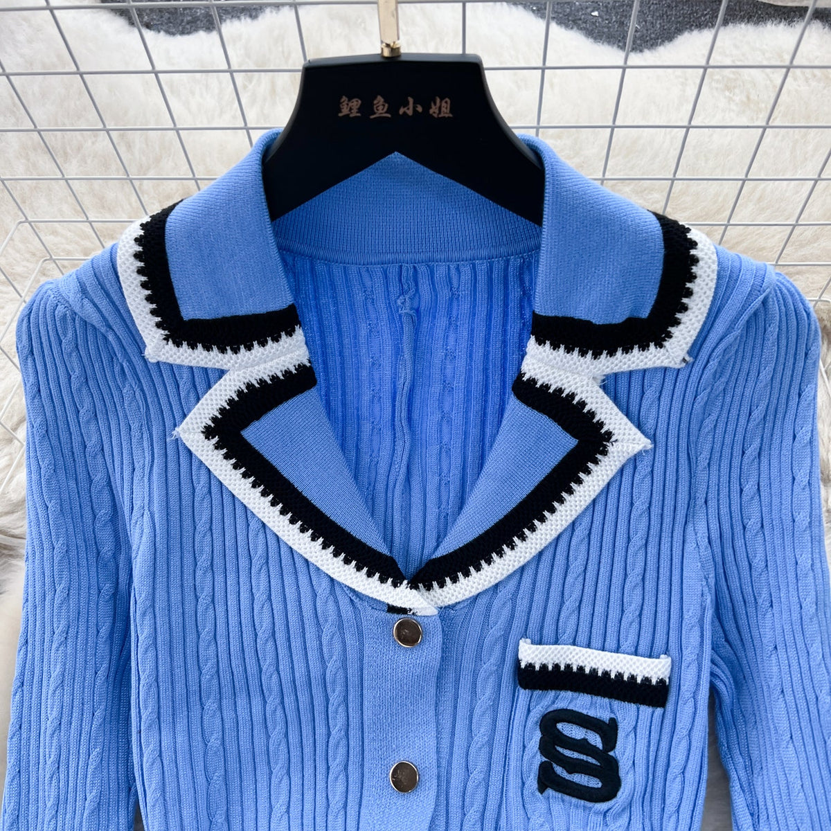 Color Blocking Embroidery Knitted Dress