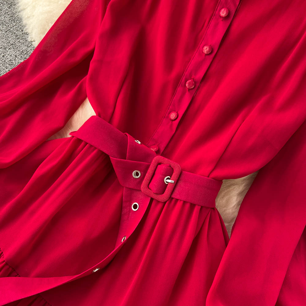 Vintage Single Breasted Chiffon Dress