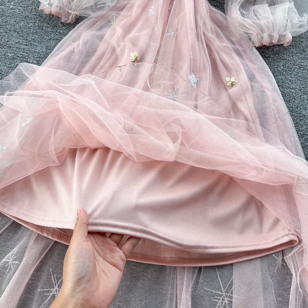 Fairy Mesh Puff Sleeve Dress