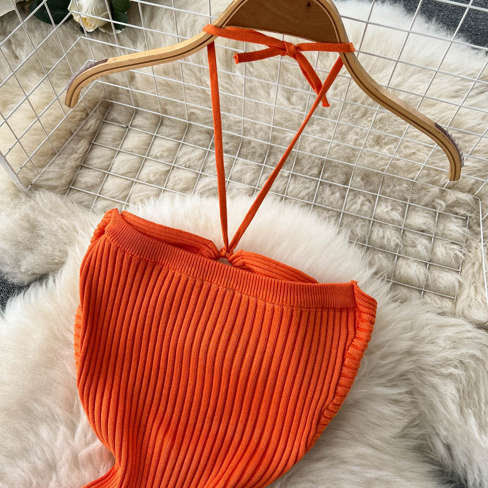 Solid Color Slim-fit Knitted Dress