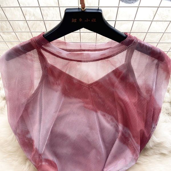 Ink Swooshed Printing 2Pcs Dress