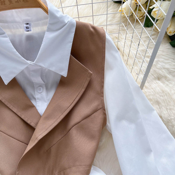 White Shirt & Sleeveless Waistcoat 2Pcs
