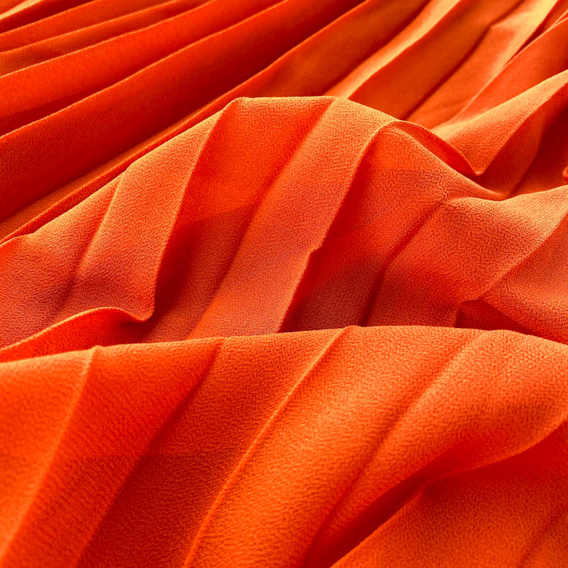 Solid Color Pleated Chiffon Dress