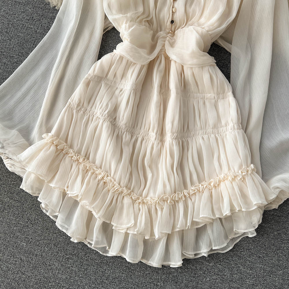 French Style Ruffle Fairy Puff Dress