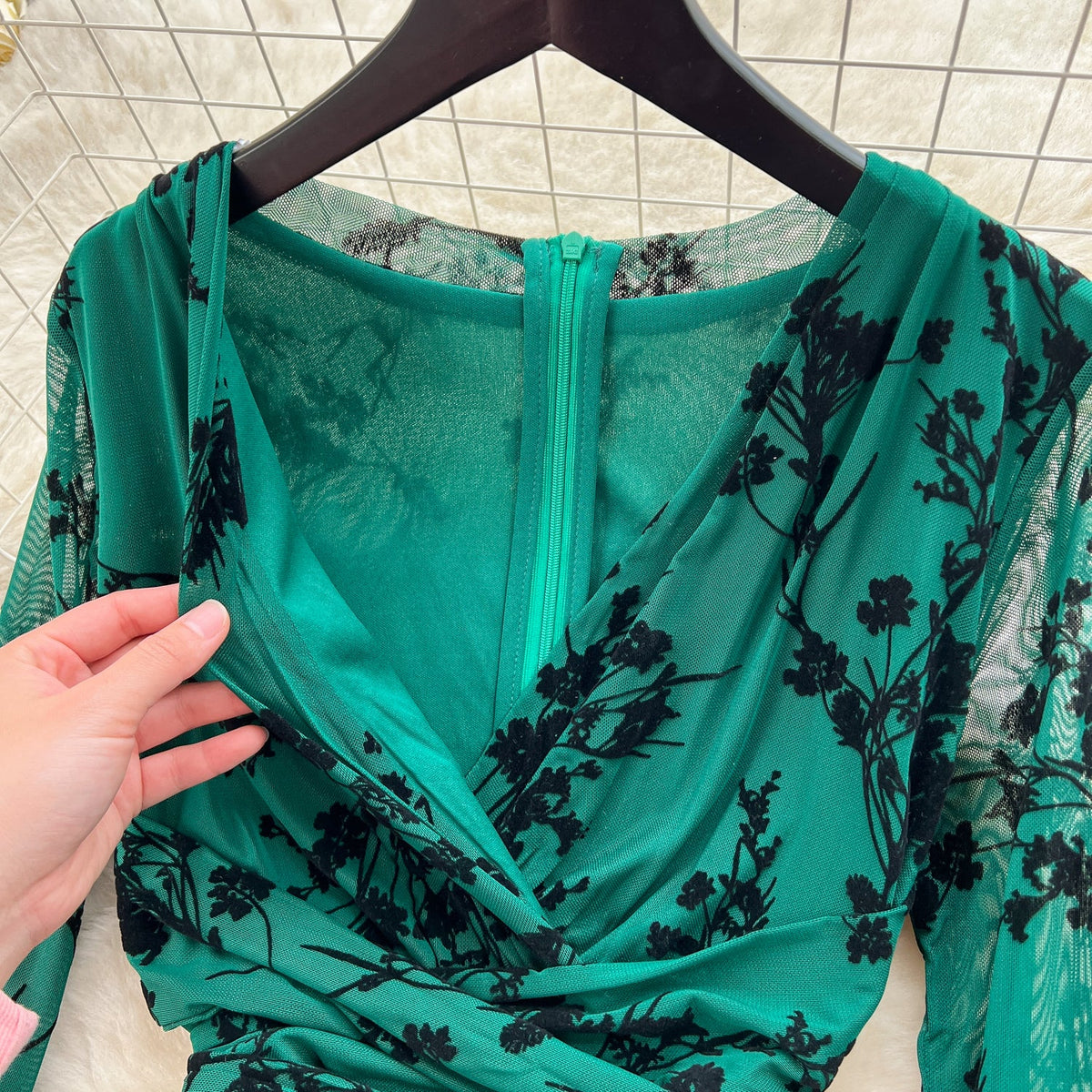 Elegant Lace-up Floral Printed Dress