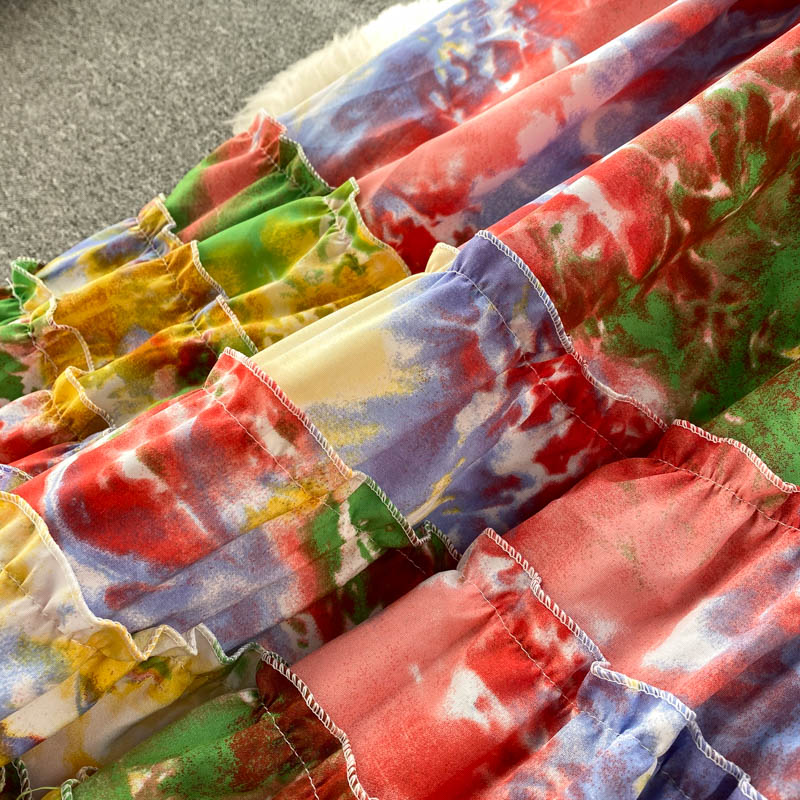 Stretchy Tie-dye Printed Maxi Dress