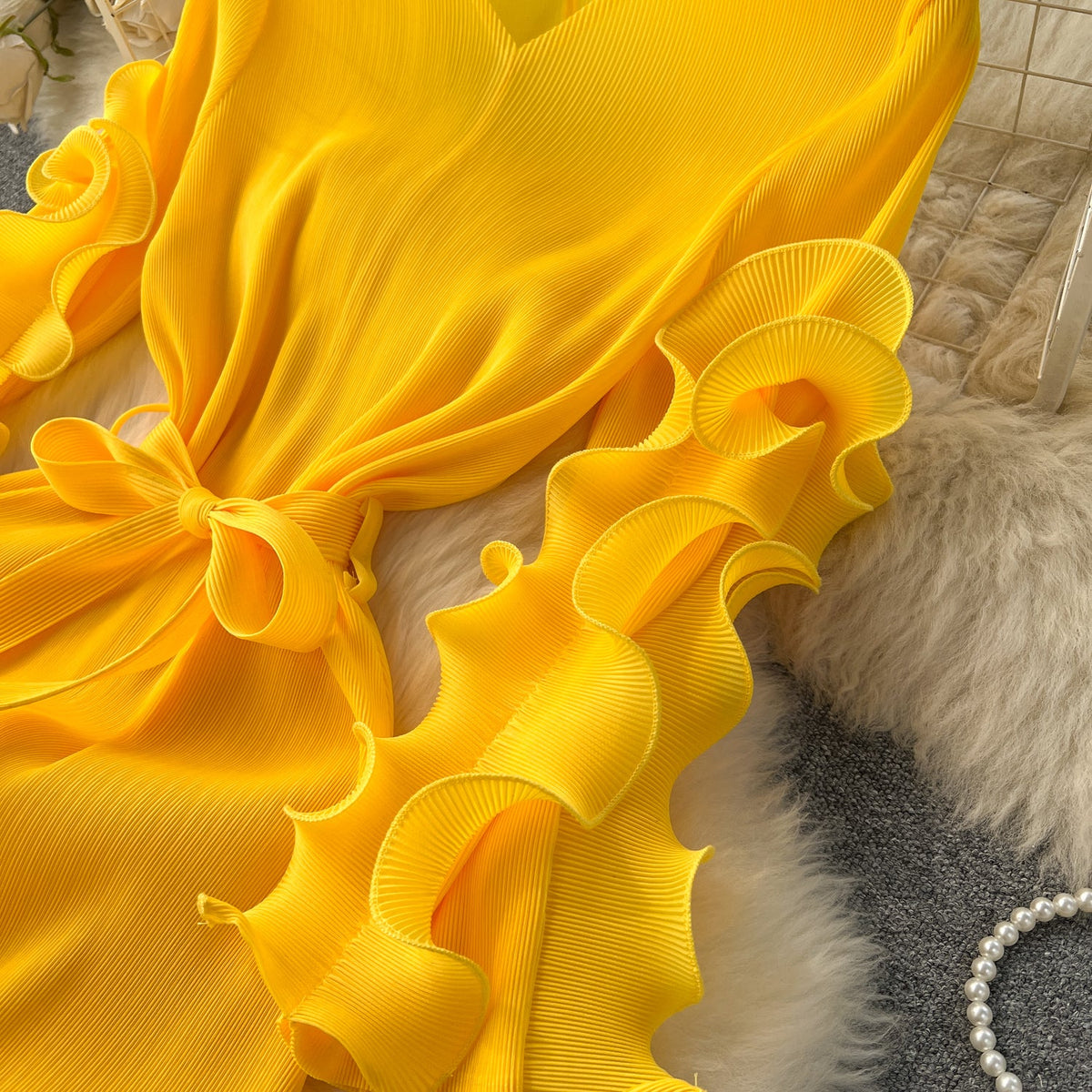 Irregular Design 3d Ruffled Dress