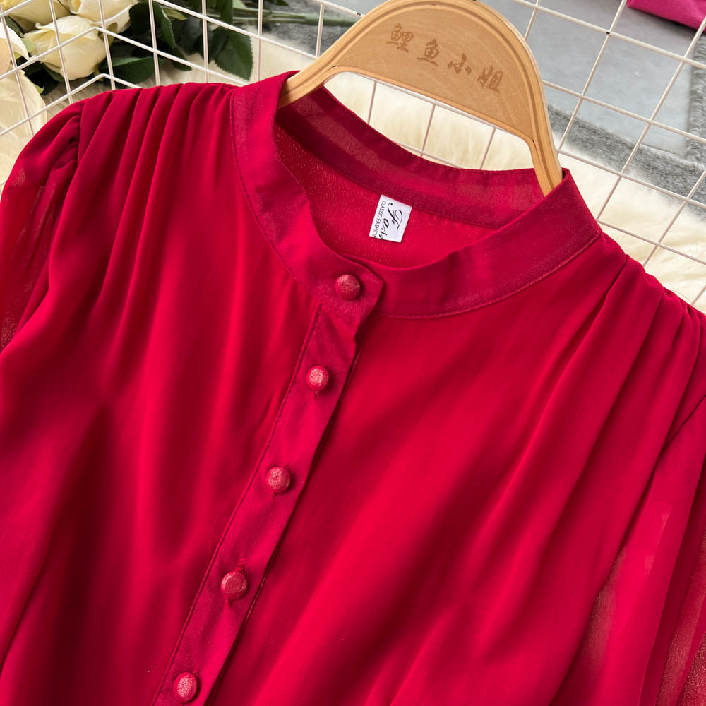 Vintage Single Breasted Chiffon Dress
