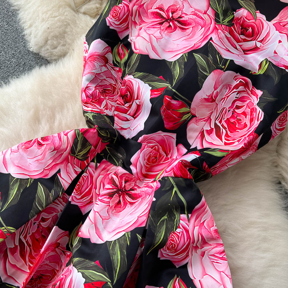 Crew Neck Floral Sleeveless Dress