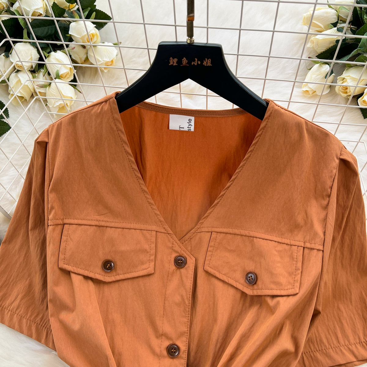 Korean Style Single-breasted Shirt Dress