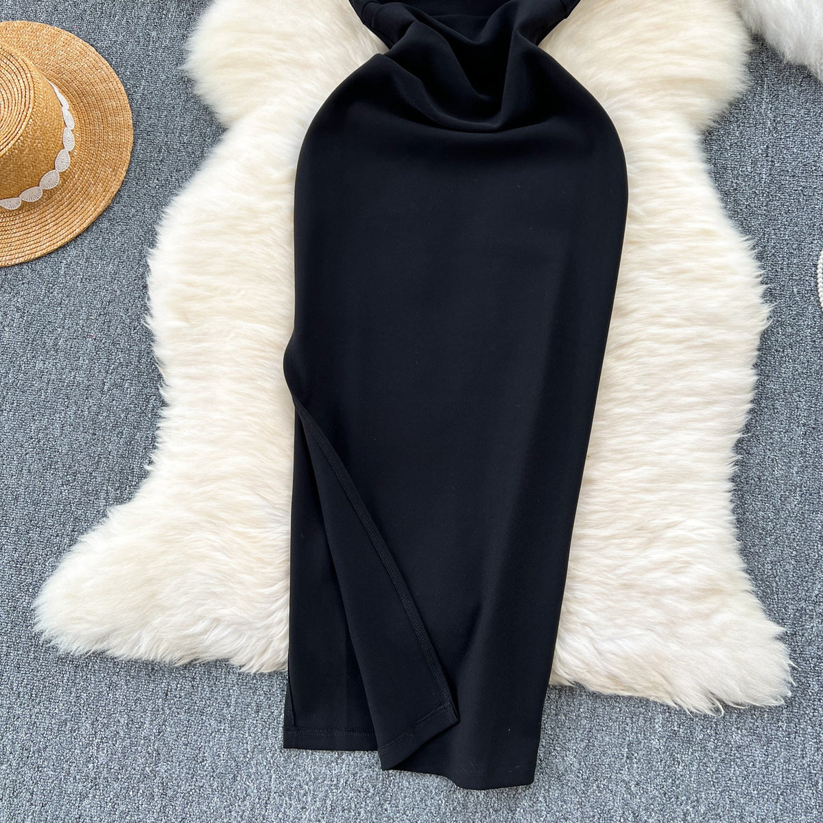 Simple Design Beaded Halter Dress