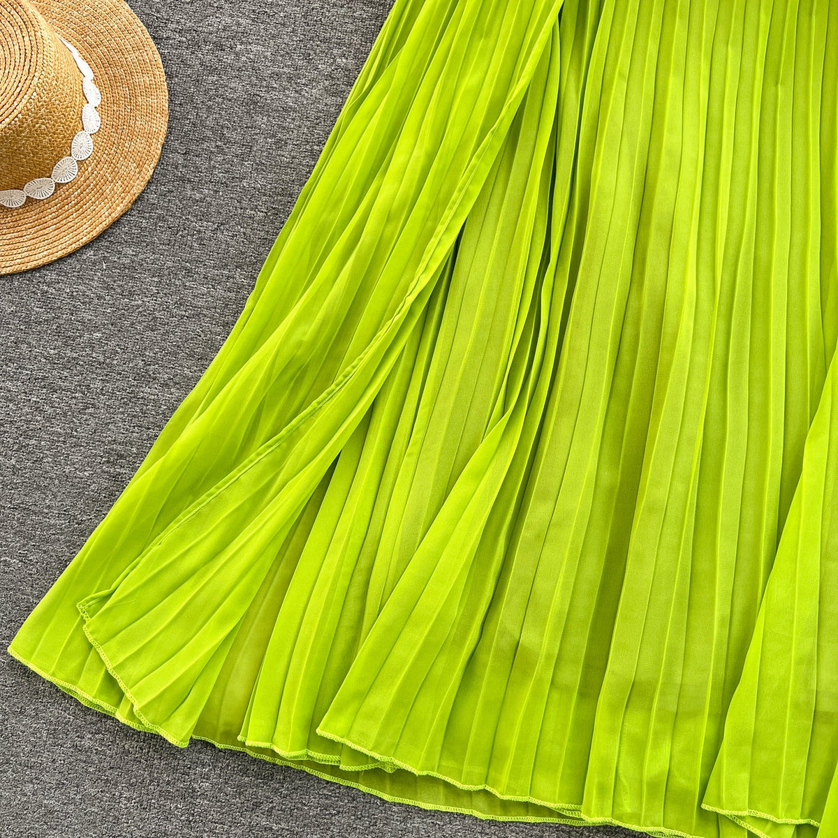 Solid Color Pleated Cape Dress