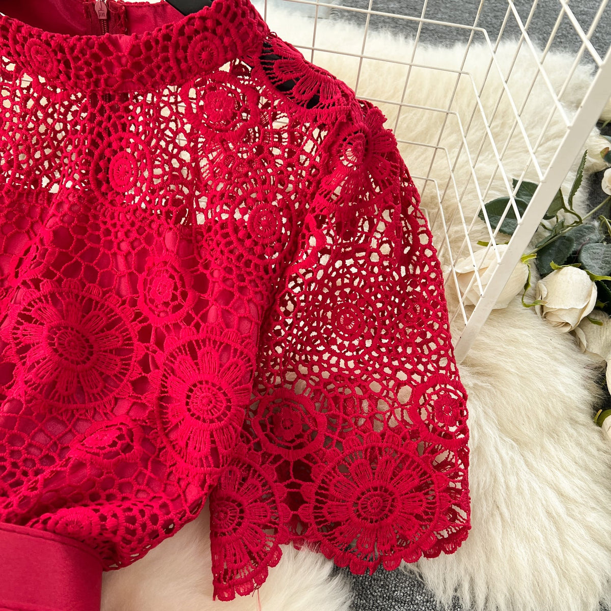 Delicate Hollowed Laec Cake Dress