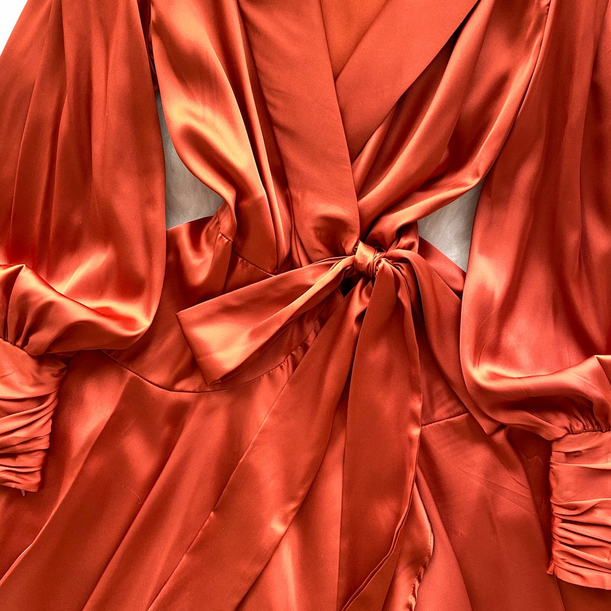 French Style V-neck Satin Wrap Dress