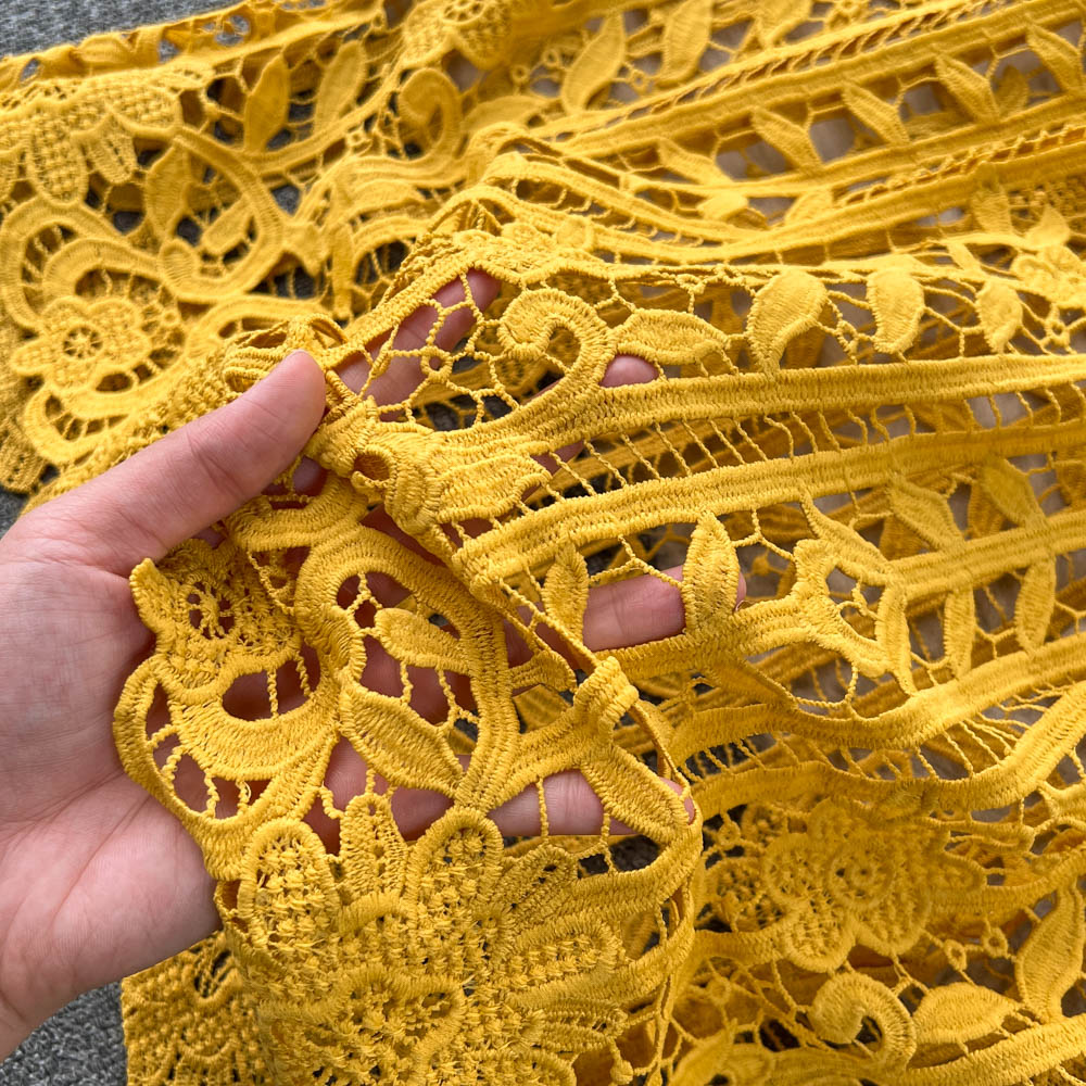Hollowed Crochet Lace Solid Dress