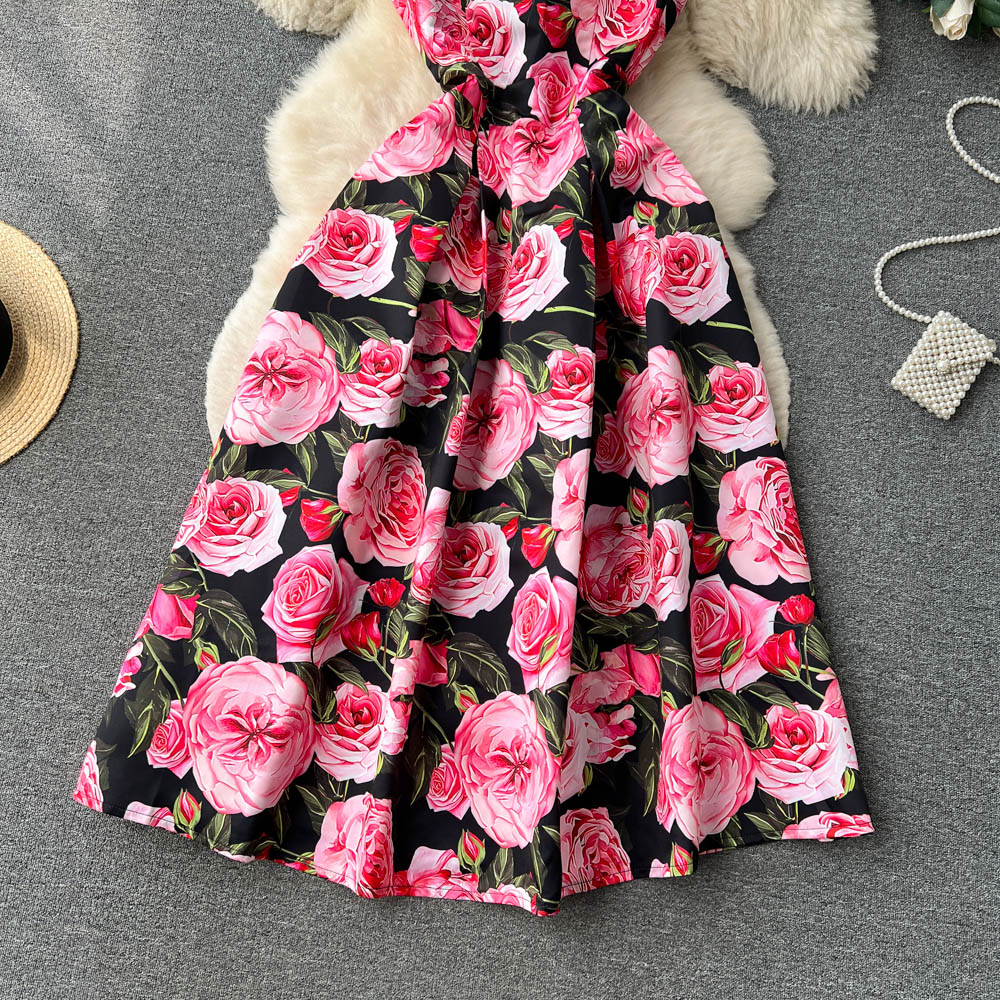 Crew Neck Floral Sleeveless Dress