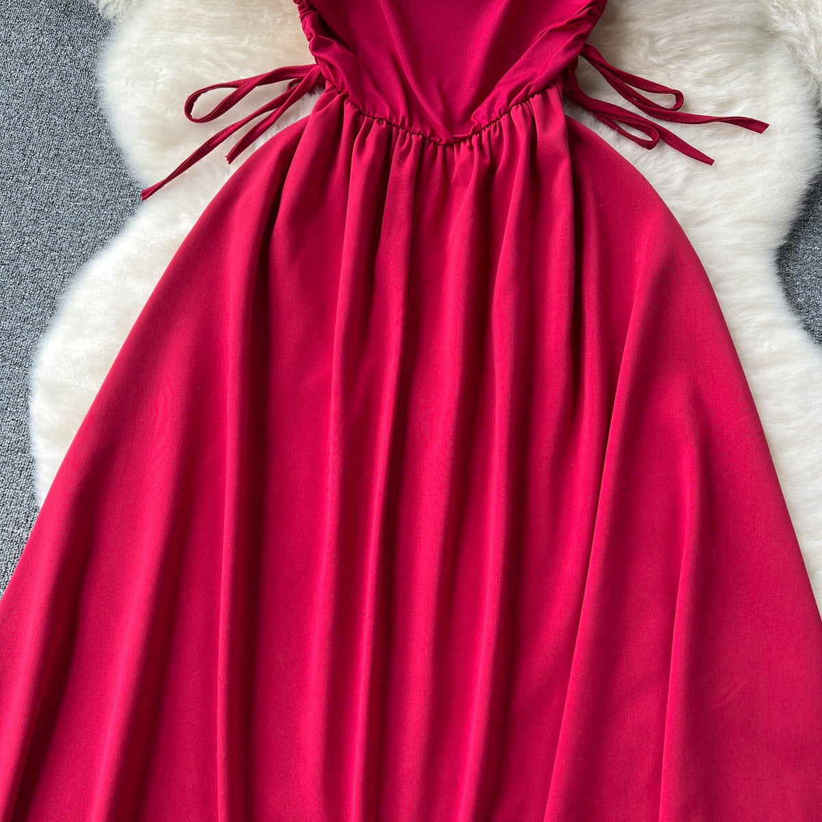 Square Collar Drawstring Slip Dress