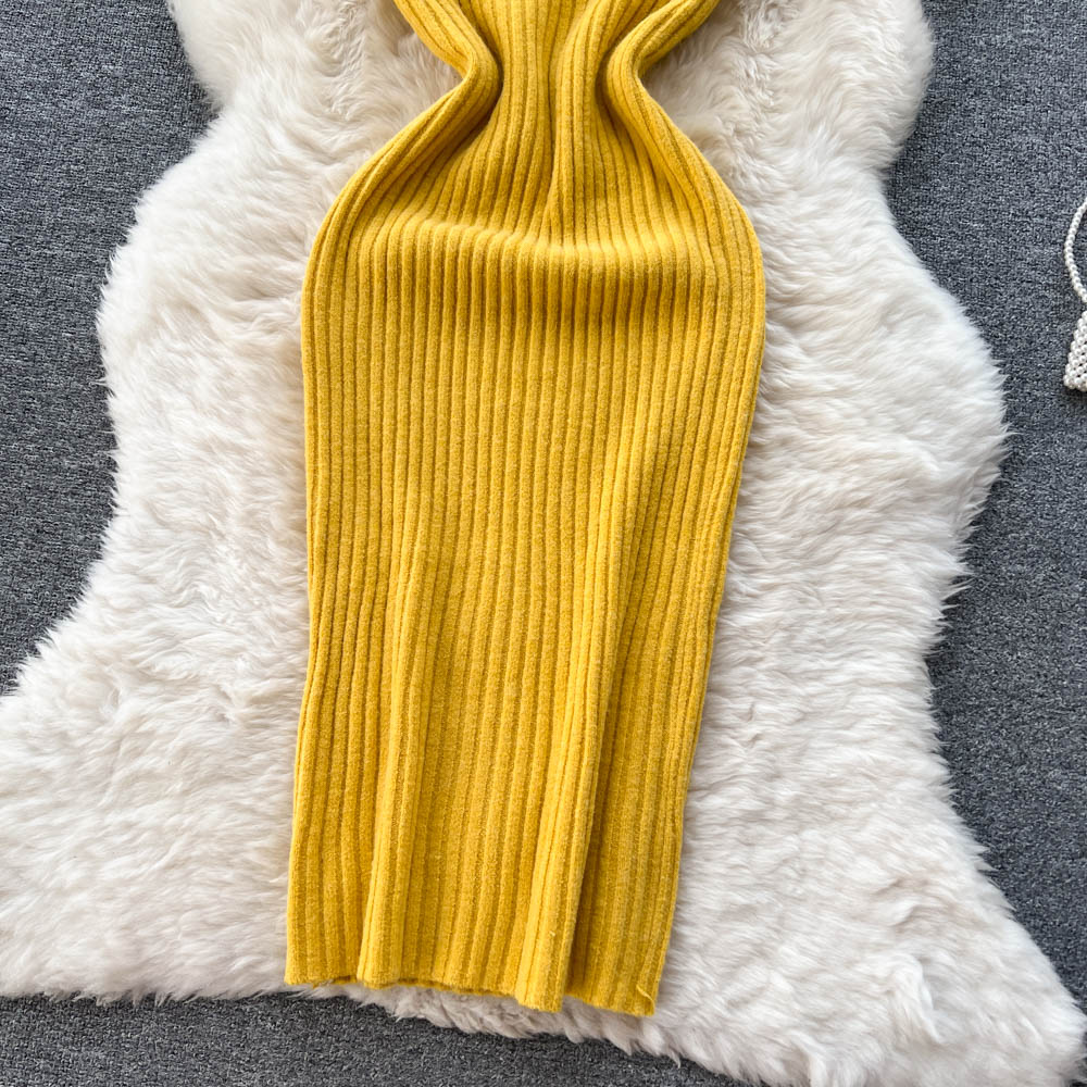 Vintage Beaded Jersey&V-neck Halter Dress