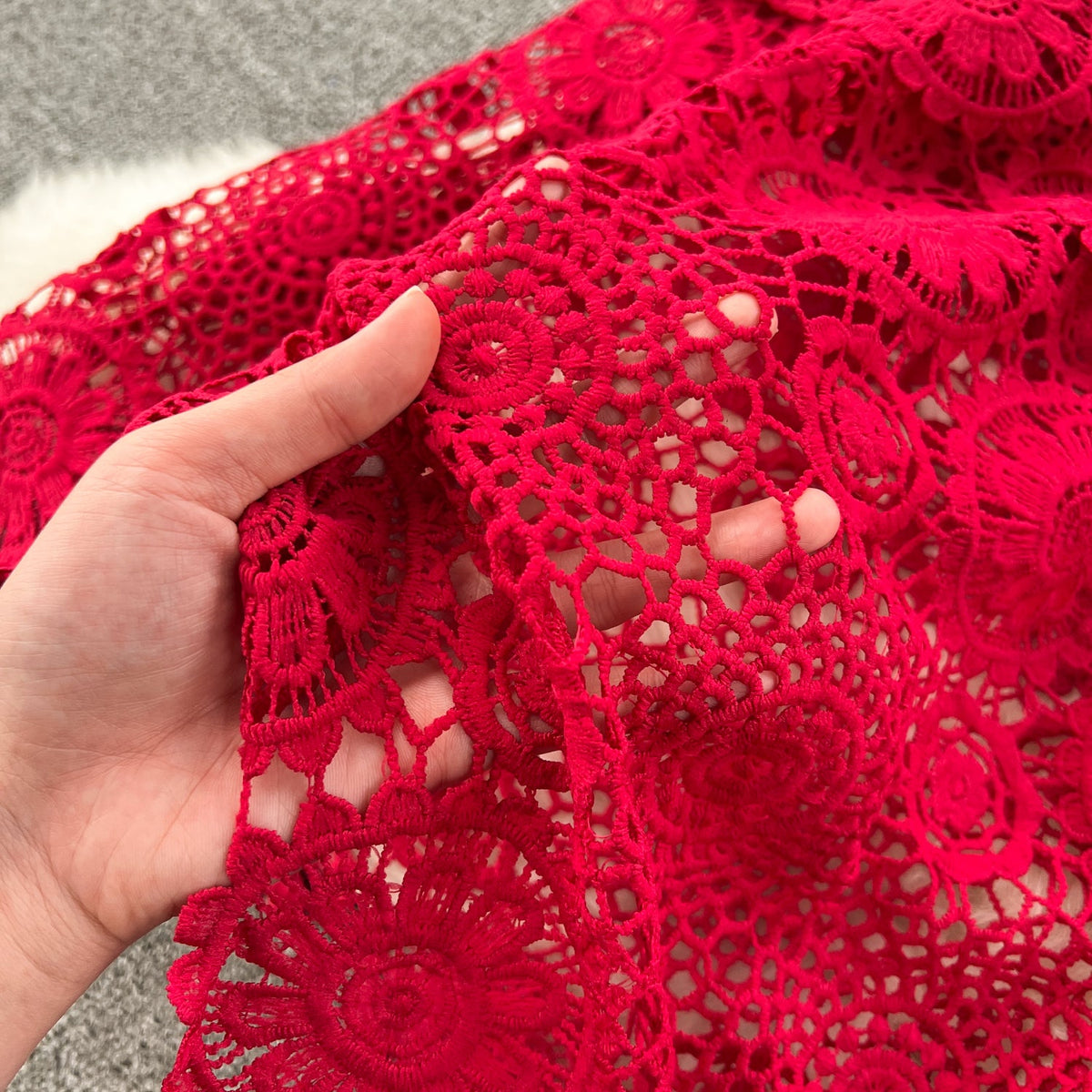 Delicate Hollowed Laec Cake Dress