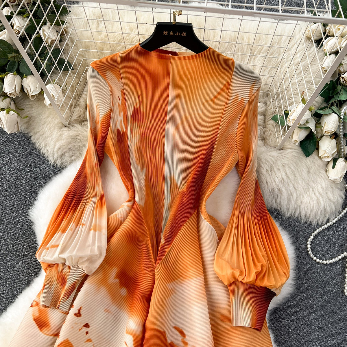 French Style Tie-dye Printed Dress