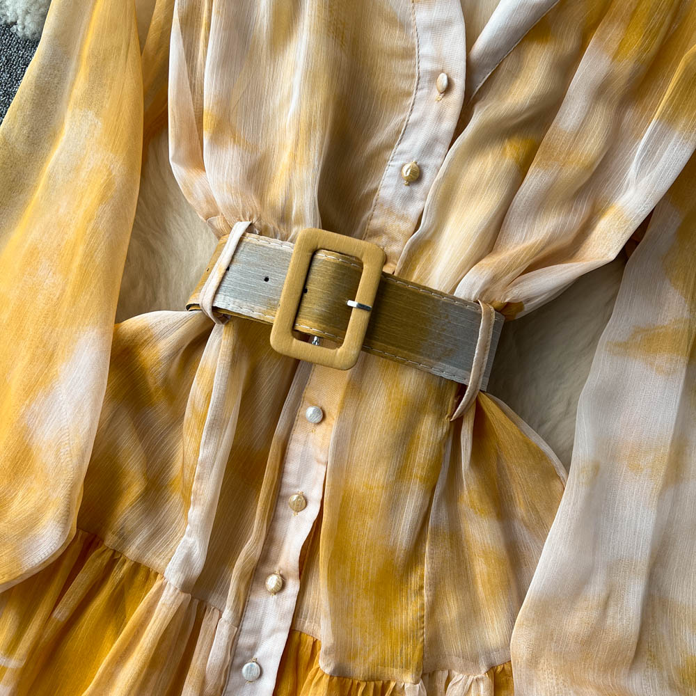Irregular Design Tie-dye Chiffon Dress
