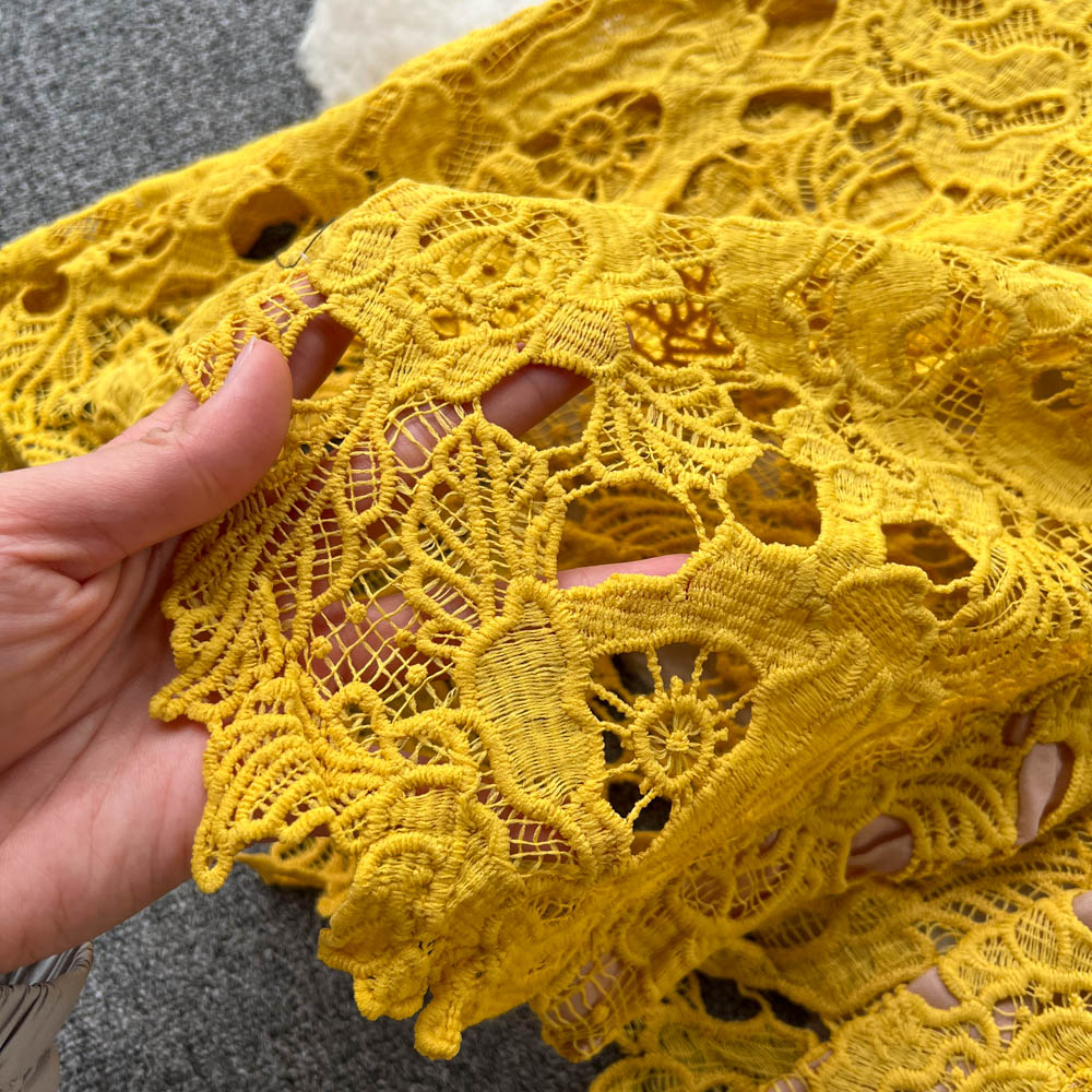 Polo Collar Embroidery Lace Dress