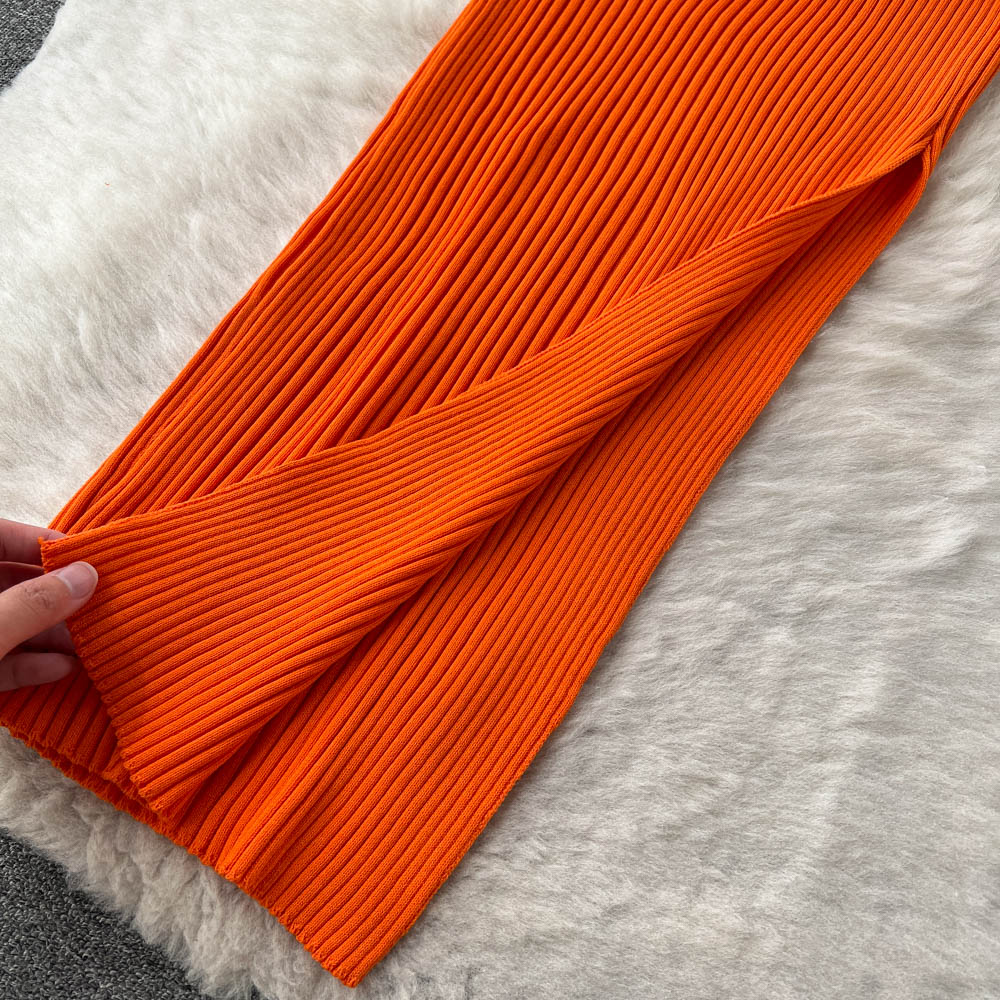 Openwork Backless Knitted Halter Dress