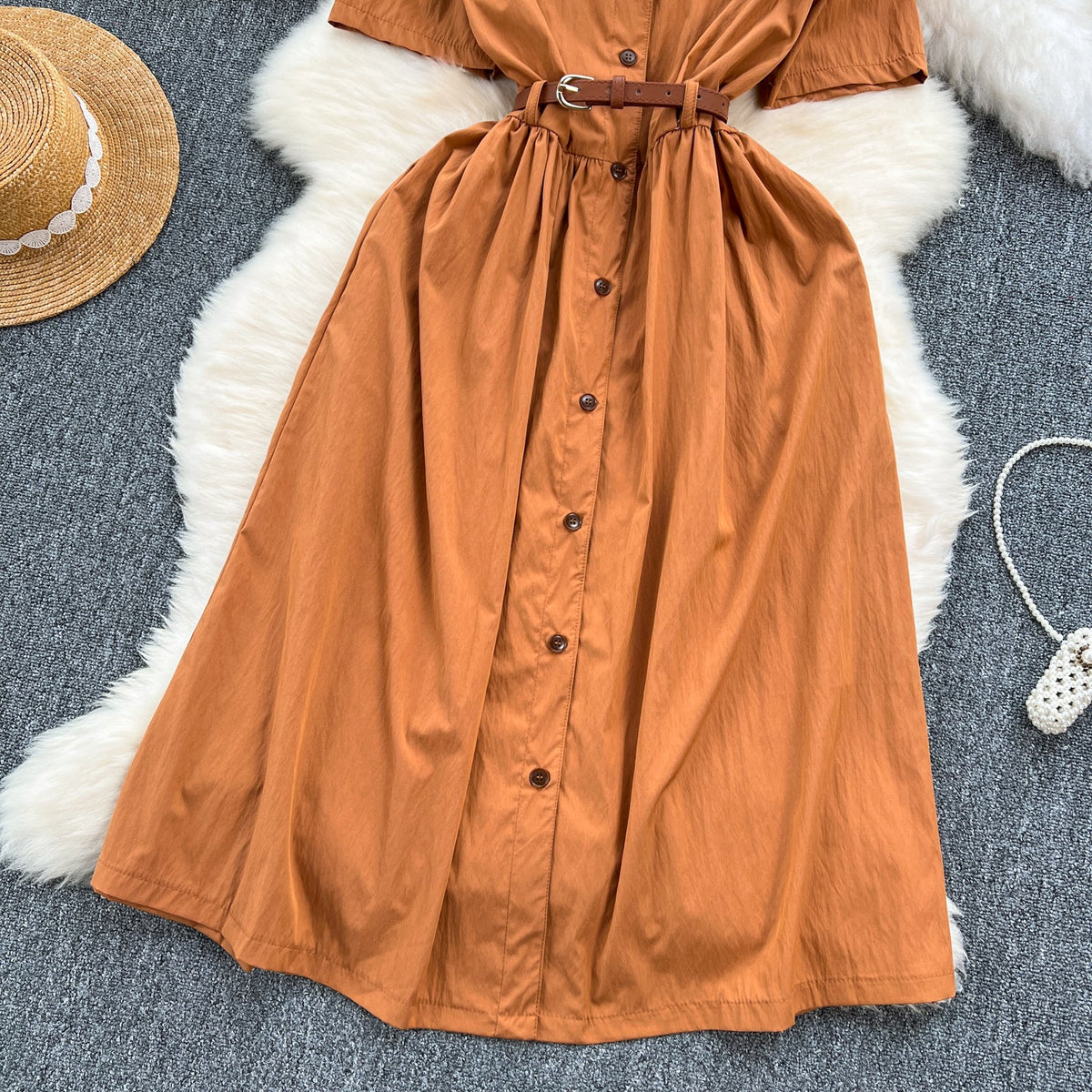 Korean Style Single-breasted Shirt Dress