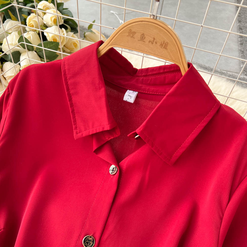 Single Breasted Platycodon Shirt Dress