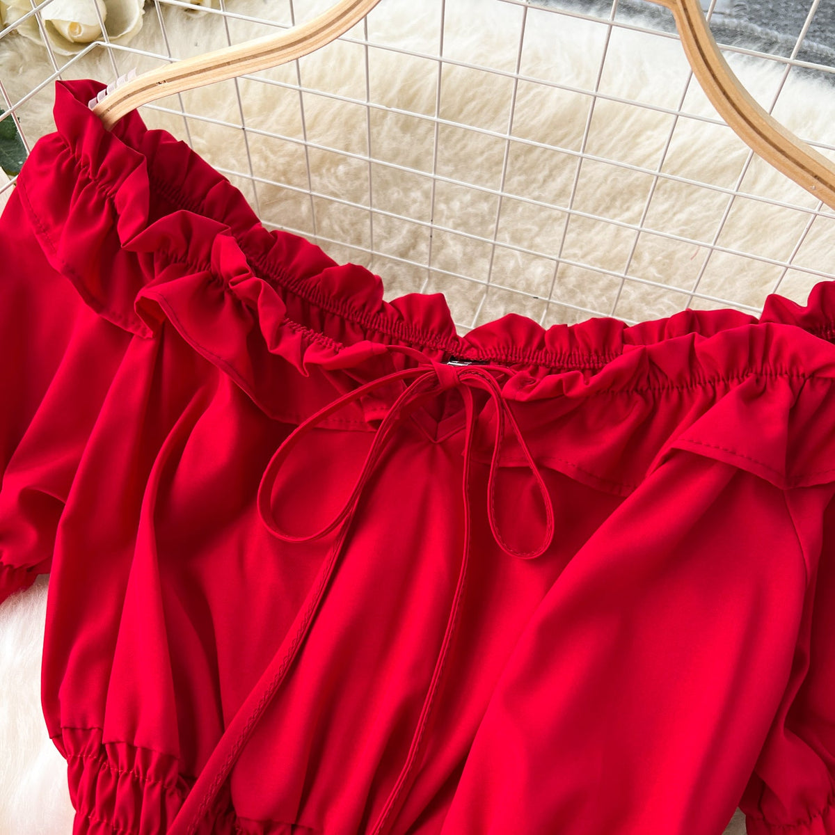 Off-shoulder Puffy Sleeve Fairy Dress