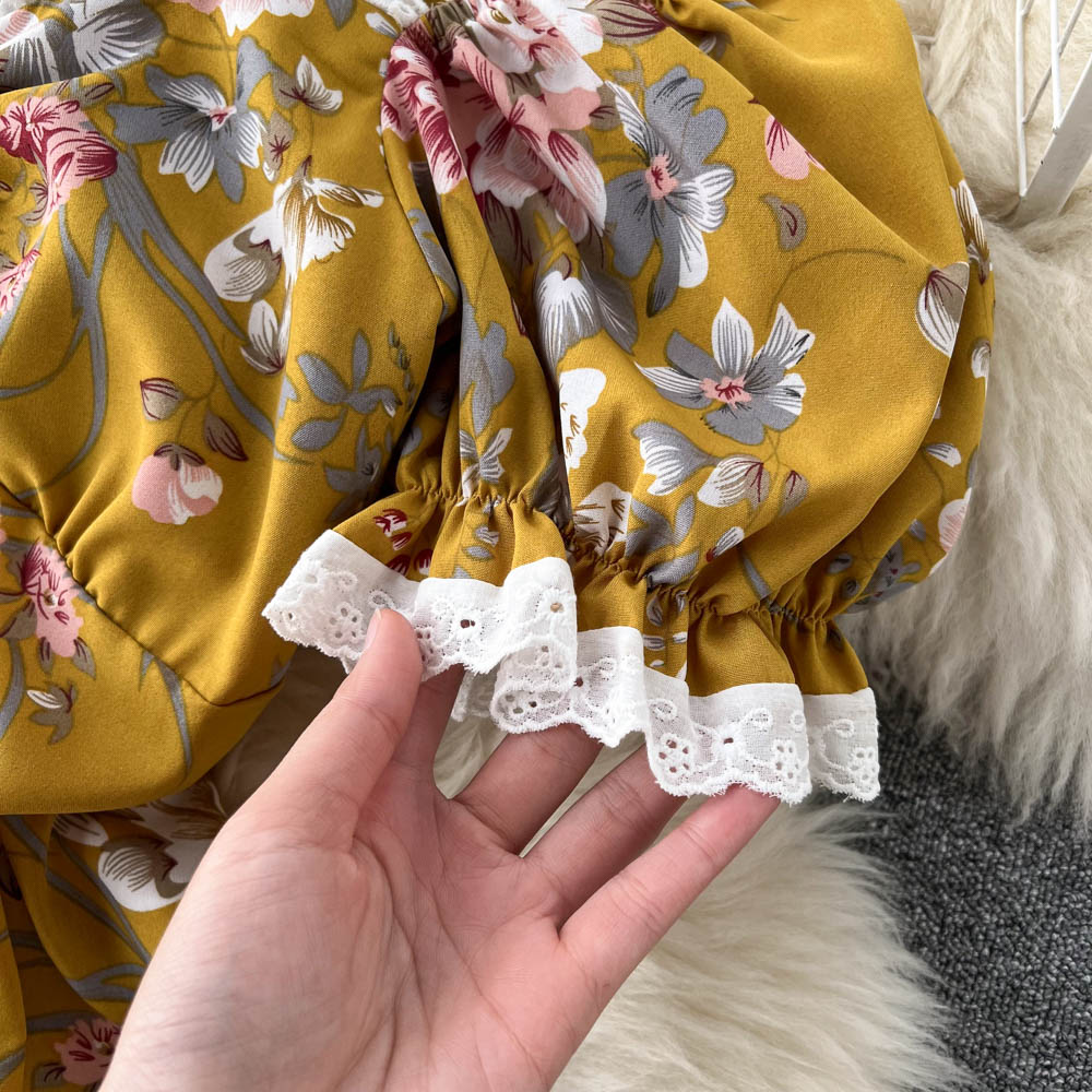 Off-shoulder Floral Printed A-line Dress