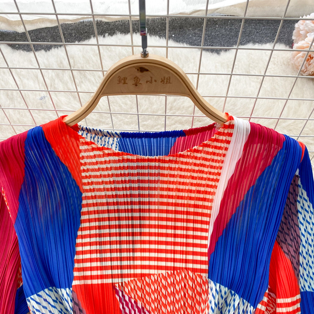 Crew Neck Lace-up Printed Dress