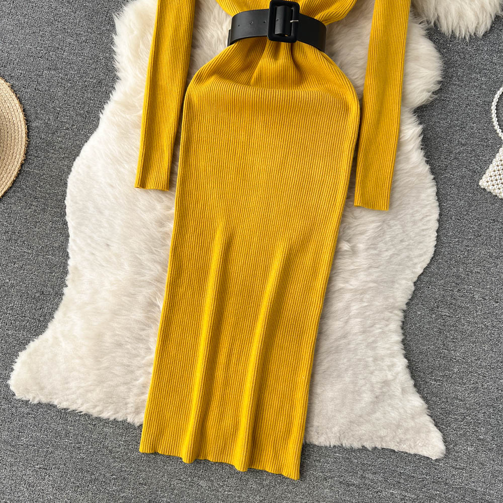 High Collar Tight Knitted Dress