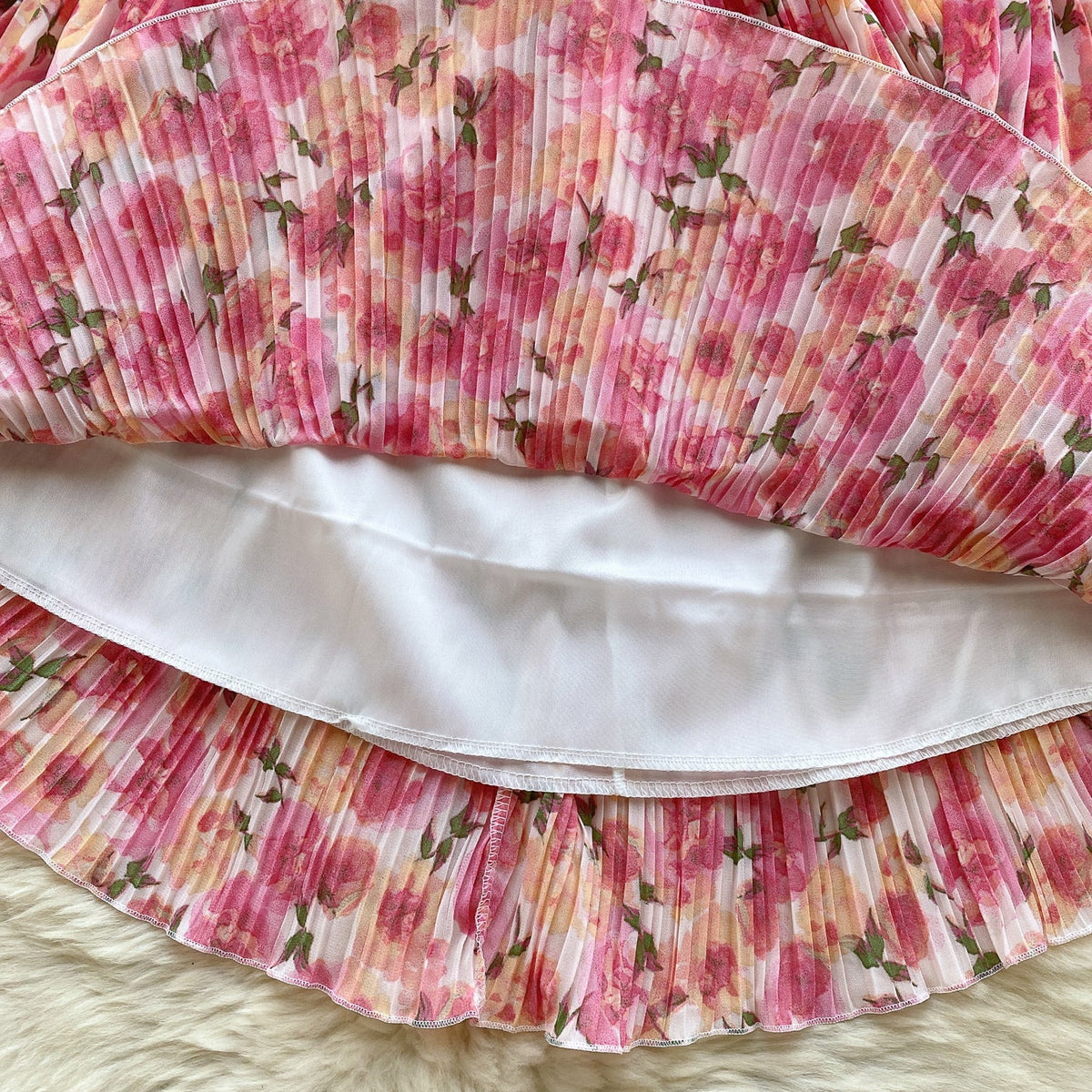 Flared Sleeve Floral Chiffon Dress