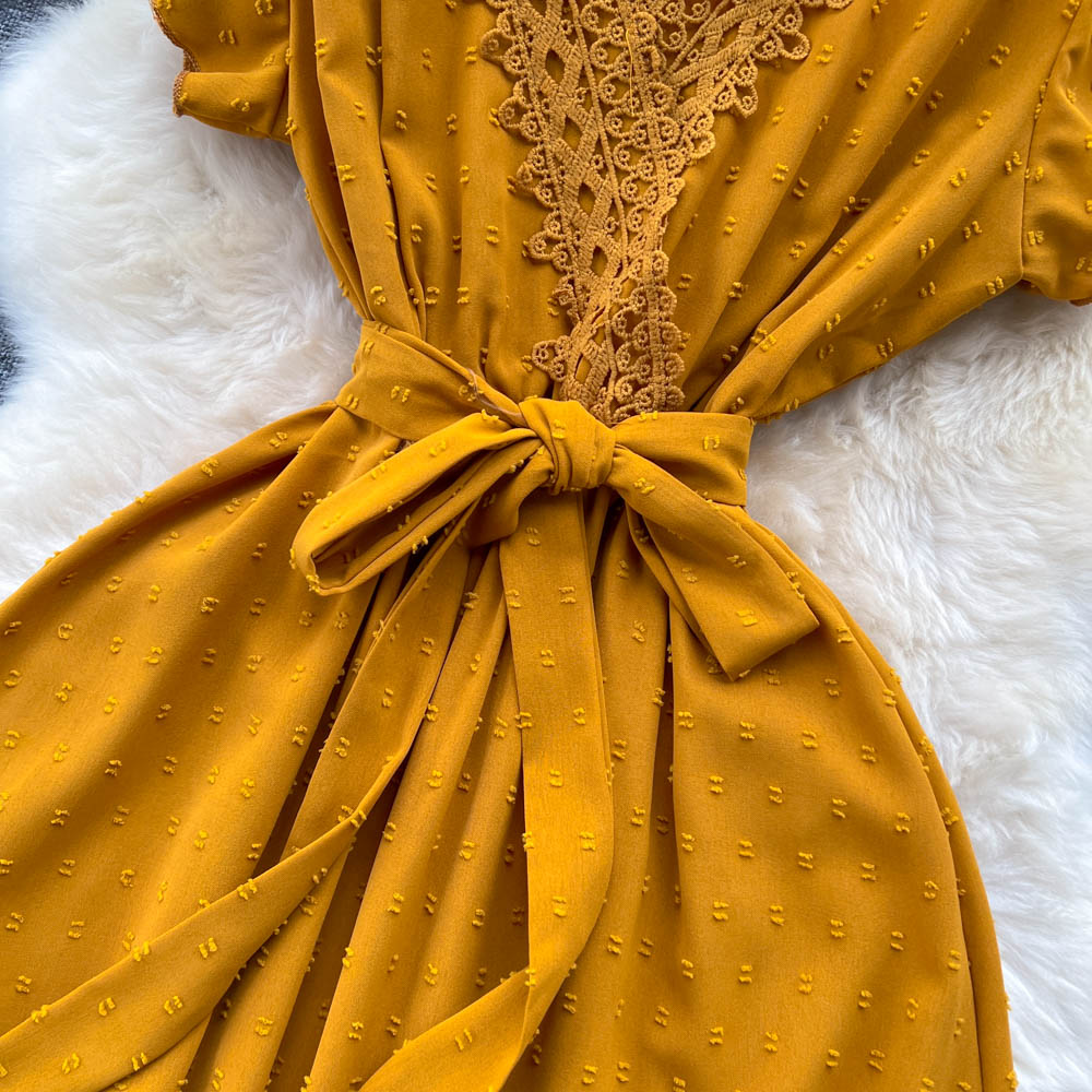 Niche Ruffled Lace Chiffon Dress