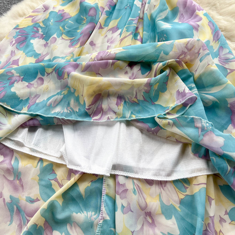 Oil Painting Floral Chiffon Dress