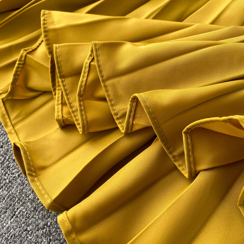 Pressed Pleated Waist Slimming Dress