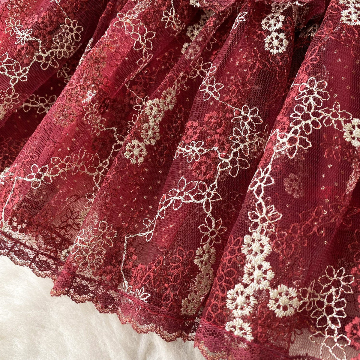 Crochet Lace Puff Sleeve Cake Dress