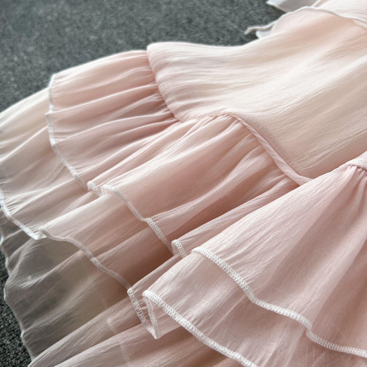 Fairy Pink Ruffled Chiffon Dress